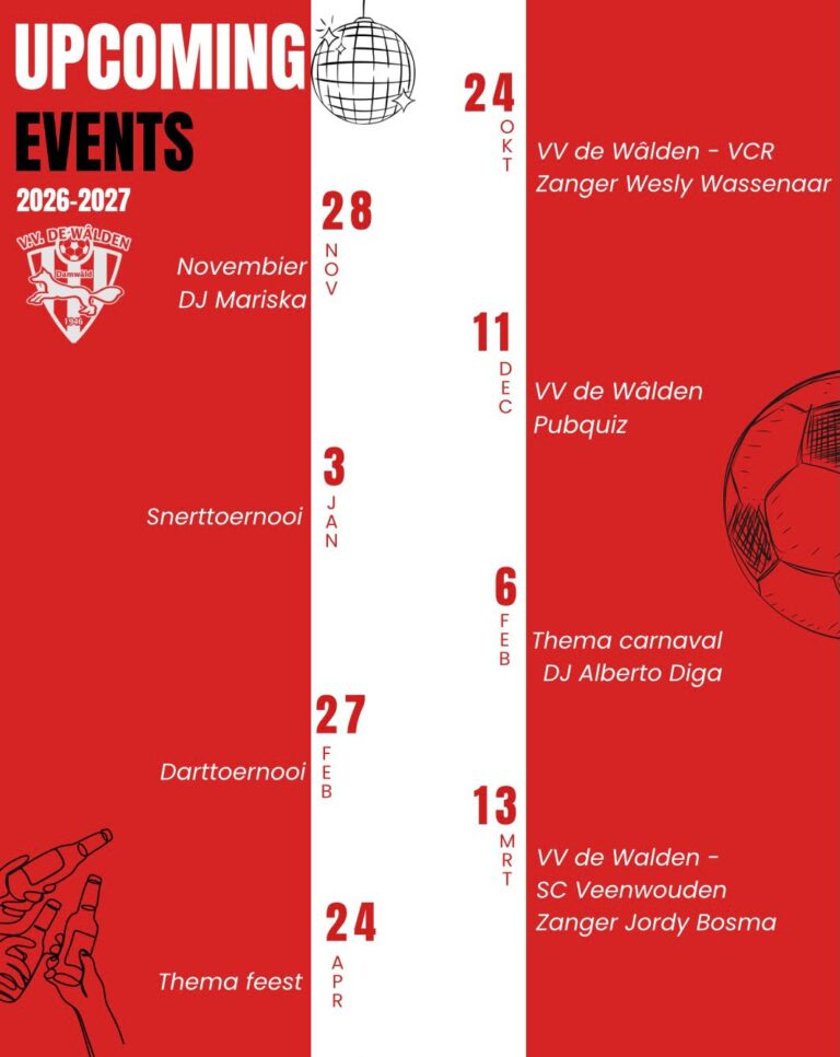 🎉 AGENDA VV DE WÂLDEN 2026-2027! ❤️🤍